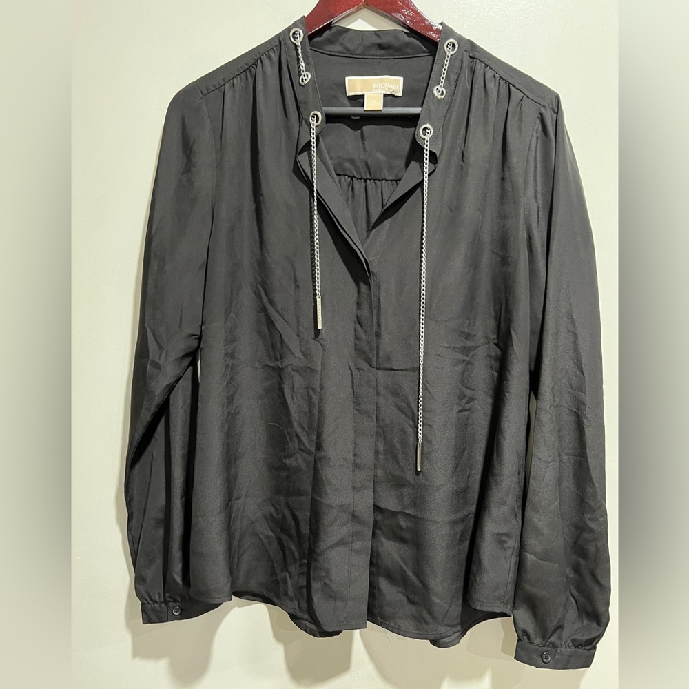 Michael Kors Black Button Up Blouse Size 12 (Large) MK